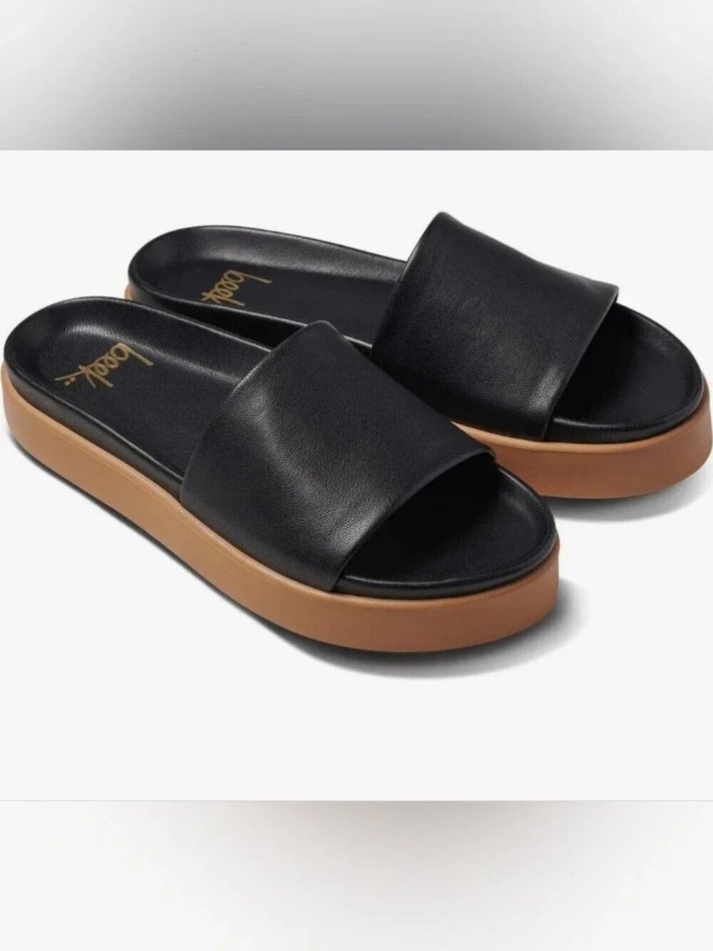 NWB Beek Chick Black Leather Mules Slip Ons Sandals Slides